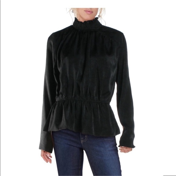 Endless Rose Rose Gold Mockneck Peplum Blouse - Picture 1 of 6
